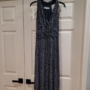 Elegant Navy Polka Dot Dress